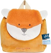 Doudou et Compagnie - Sac à Dos Renard - UNICEF - 20 x 20 x 10 Cm - Fermeture Velcro - Sangles Réglables - Orange - Idée Cadeau de Naissance Fille et Garçon - À Partir de 18 Mois - DC3831