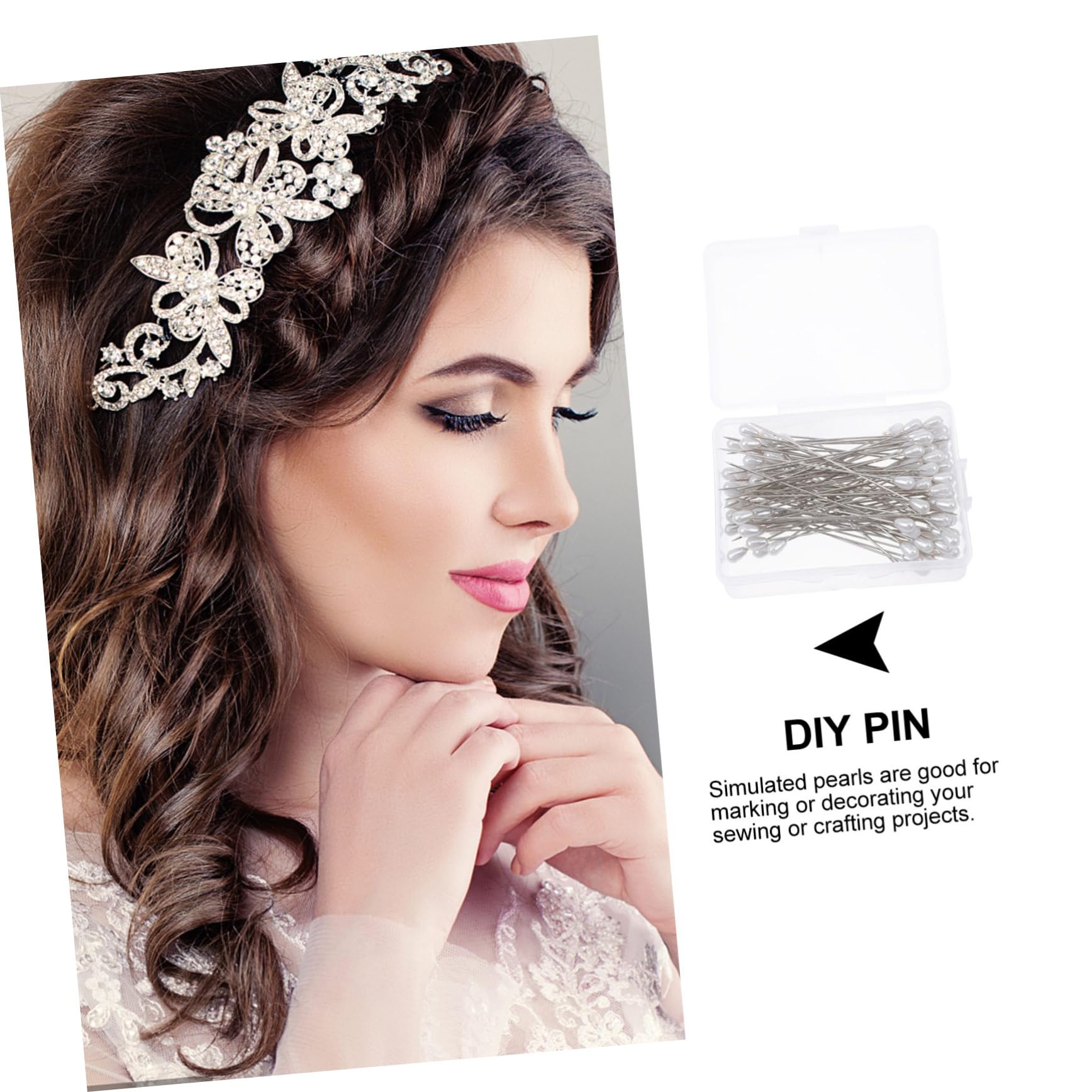 HOMSFOU 2sets DIY Pin Set Pearl Locating Pin Flat Head for Sewing Straight for Decor Craft College Projects 2boxes*2