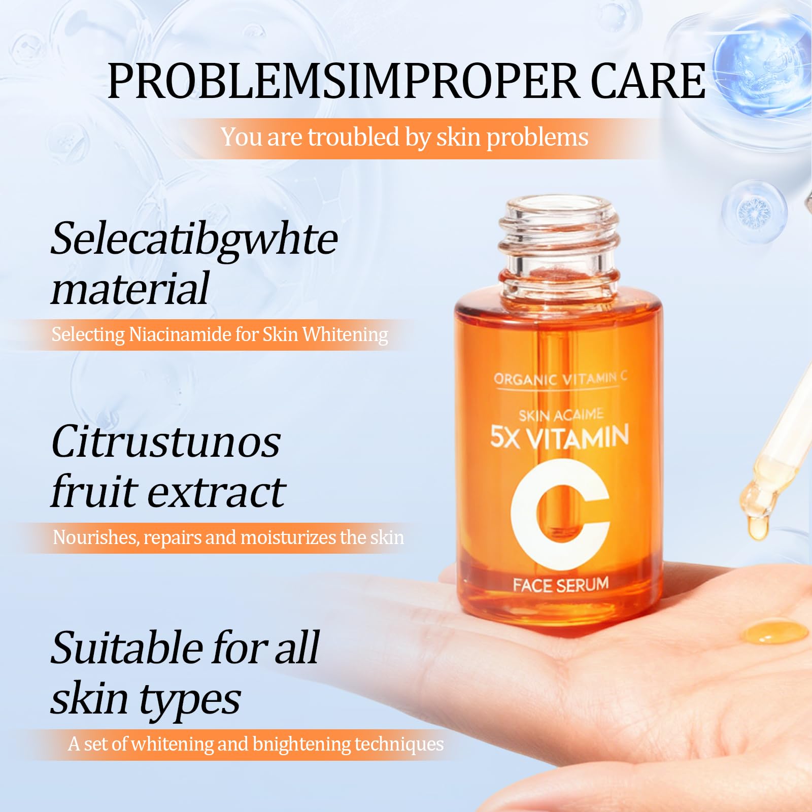 6PCS Coffret Soin Visage Vitamine C,Routine Visage Complète avec Nettoyant,Tonique,Sérum,Contour des Yeux,Lotion & Crème-Hydratation & Éclat du Teint-Pour Femme & Homme