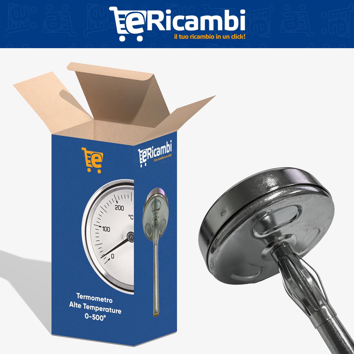 Termometro Per Forno A Legna E Barbecue 0-500°C - Sonda 100mm, Made In Italy - Foto 4