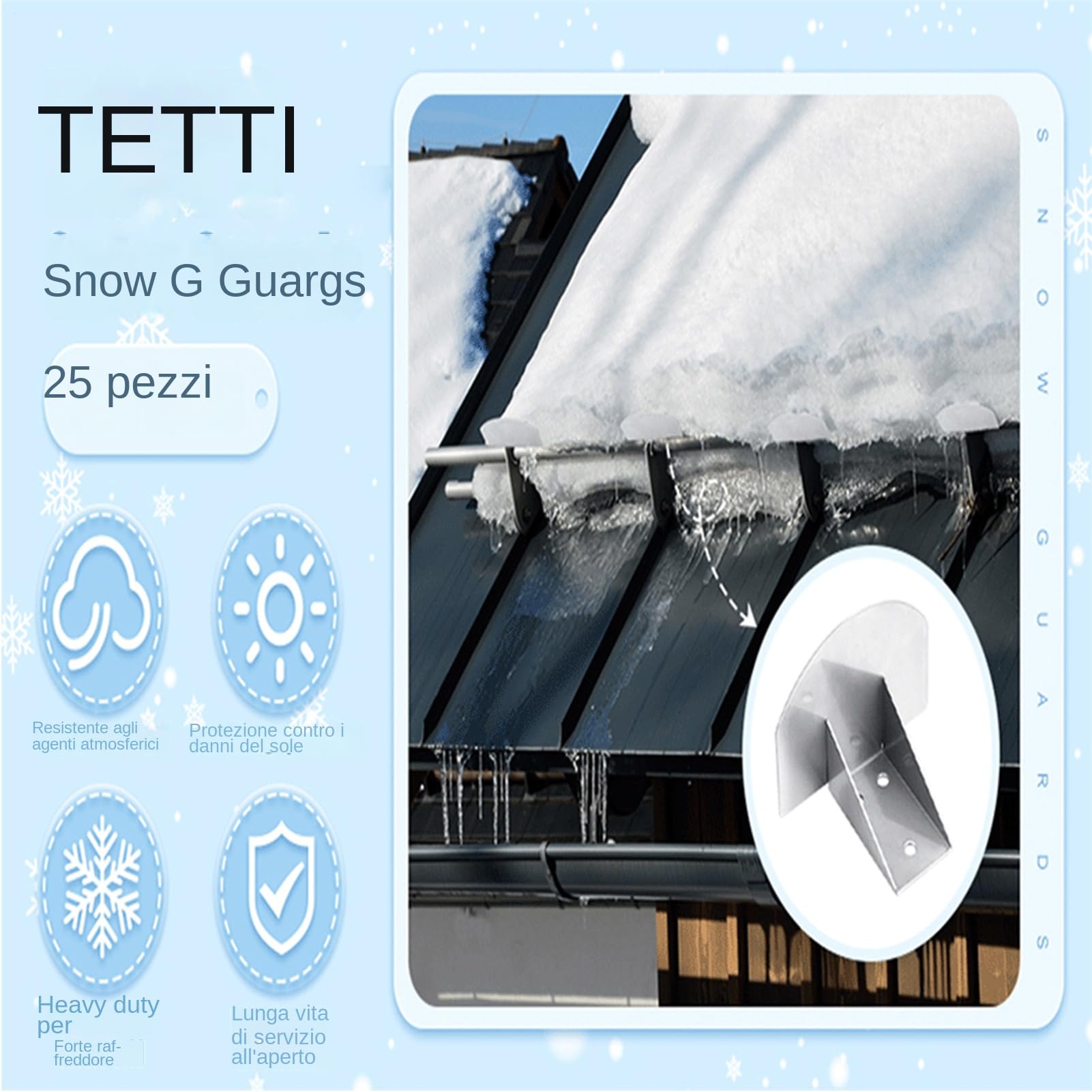 Retenedores De Nieve Para Techo De Acero 25 Unidades Barreras | Sistemas De Retención De Nieve Para Tejas Y Canalones En Viviendas Y Edificios