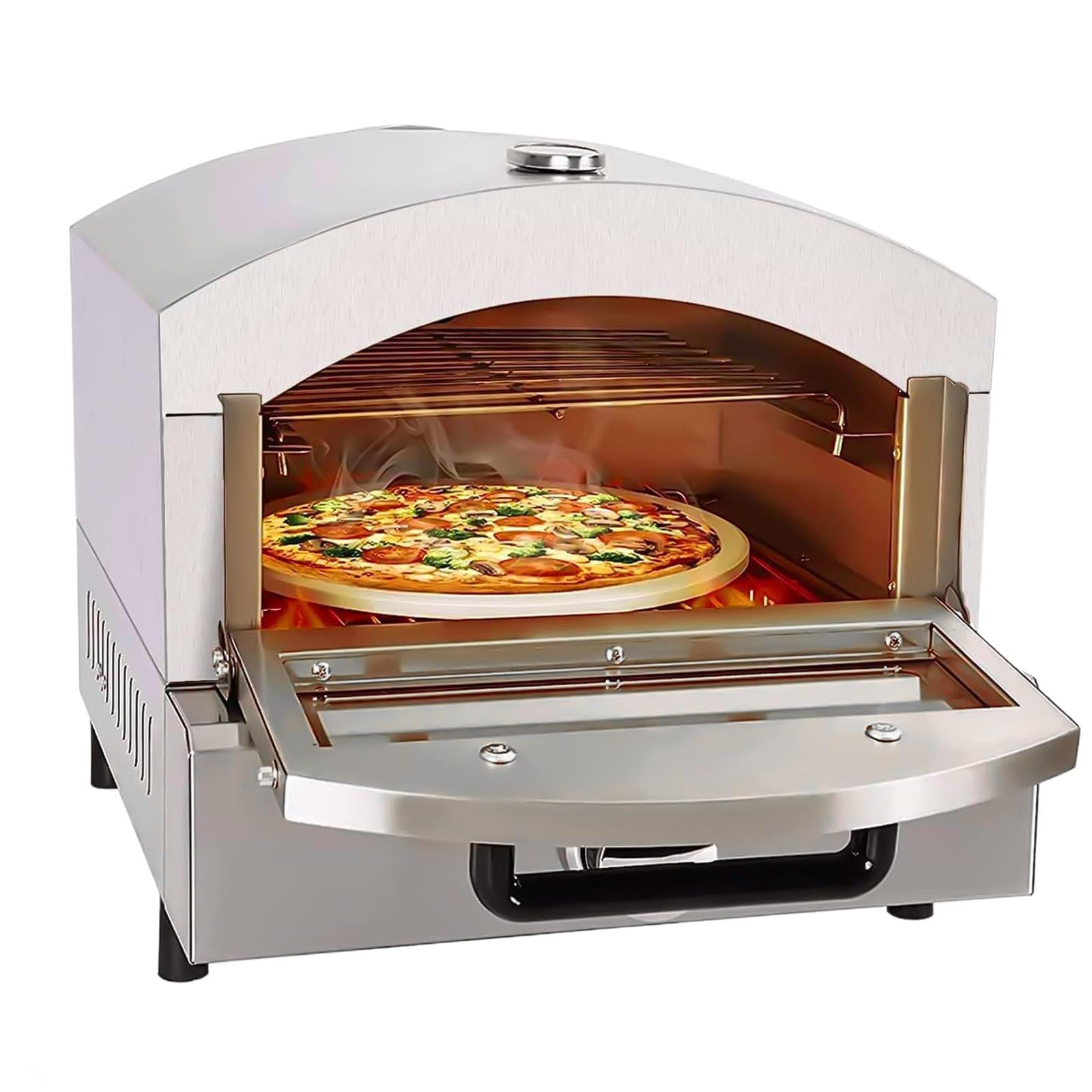 Forno per pizza da banco con pietra per pizza, design a 2 livelli per cucinare pizza, bistecca e pollo