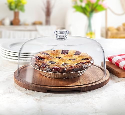 Miniatura 4 de Godinger Soporte para tartas, plato de servidor con cúpula, madera de acacia y tapa acrílica irrompible