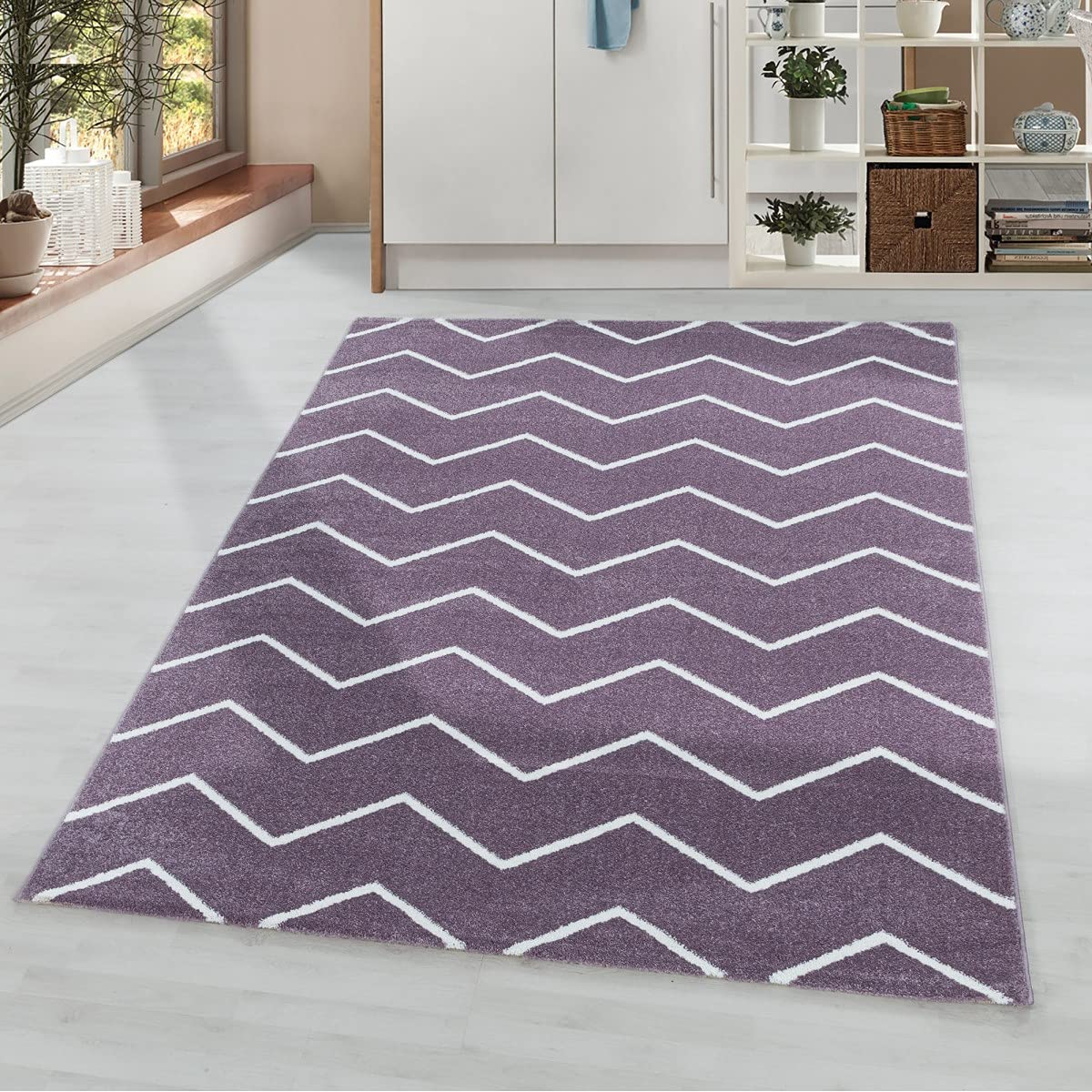 Tapis enfant vagues violet 140x200 cm pour chambre fille ou garçon