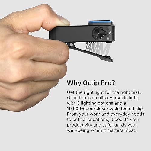 Miniatura 6 de OLIGHT Oclip Pro EDC Linterna con clip, recargable de 500 lúmenes con tres soluciones de iluminación, carga tipo C, luces magnéticas para Negro