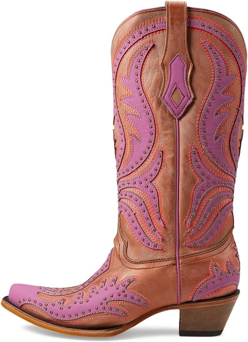 Corral Boots Womens Glow In The Dark Embroidered Snip Toe Casual Boots Mid Calf Mid Heel 2-3"