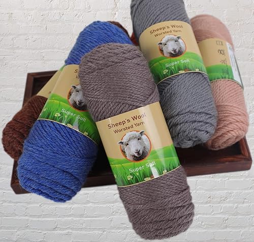 Miniatura 4 de Paquete de 3 hilos de lana de oveja 50% para tejer y tejer a ganchillo, 10.58 oz (naranja 06)