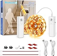 Vista 8 de WOBANE Tira de luz recargable con sensor de movimiento, luces LED para armario, escalera, despensa, armario, cama, casillero, 2700 K, blanco cálido