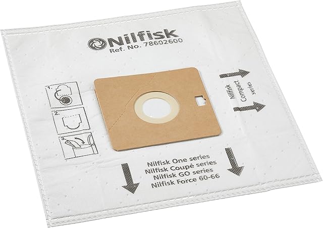 Nilfisk-Alto 5715492040636 Coupe/Go and Compact Series Original Dust Bags and Pre-Motor Plus 5 Filter, Cotton, White