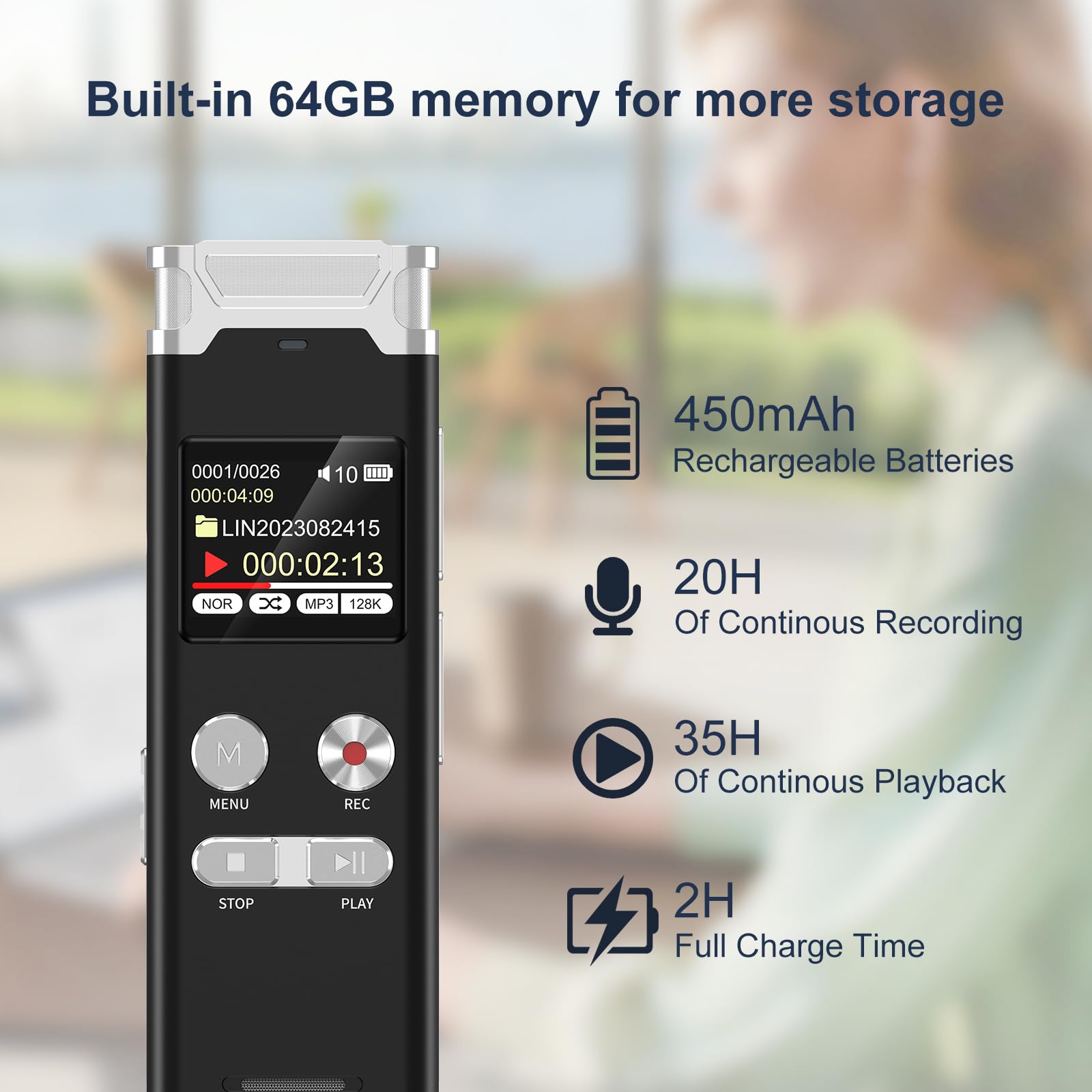 Mini Recorder USB Spy Digitale Voice Recorder Geluid Geactiveerd Recorder Dictafoon Mini Kleine Spy afluisterapparaat (64G) voor Lezingen Vergadering Interview Lezing