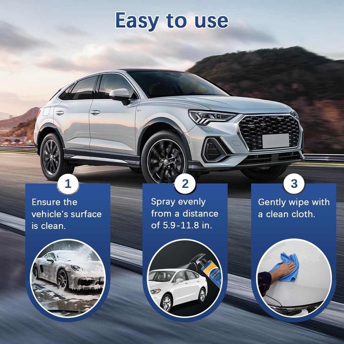 Car Coating Agent Spray, 3 in 1 High Protection Vehicle Quick-Acting Coating Agent Spray, Multifunctional Automotive Scratch Wax Polish Waterless Wash, Universal for SUV RV Truck