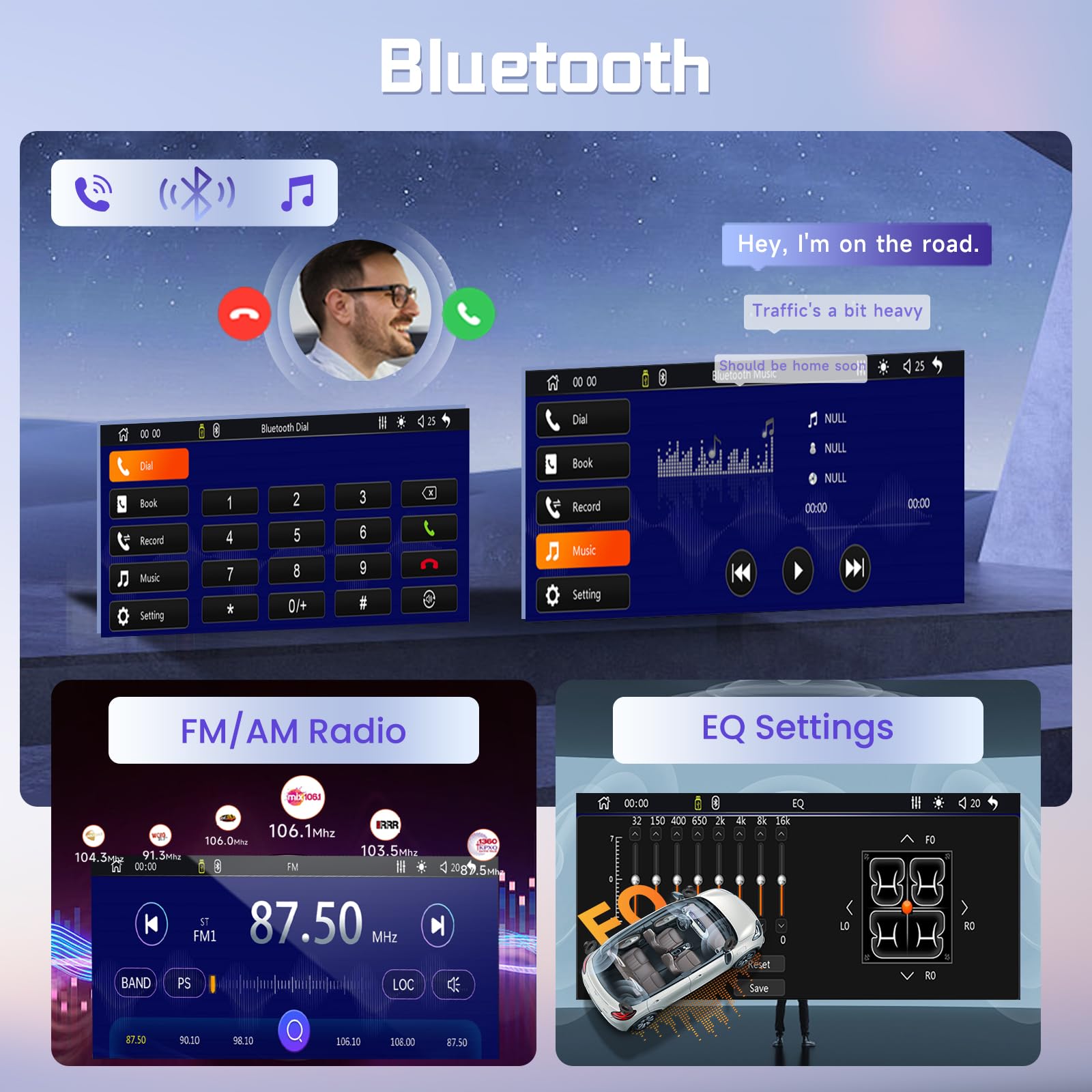 DAB+ Autoradio 1 Din Carplay Android Auto Wireless Bluetooth, 6.9'' IPS Touchscreen Stereo con Mirror Link Vivavoce Bluetooth DAB+ Radio Digitale FM Tipo-C USB EQ Controllo del Volante Retrocamera