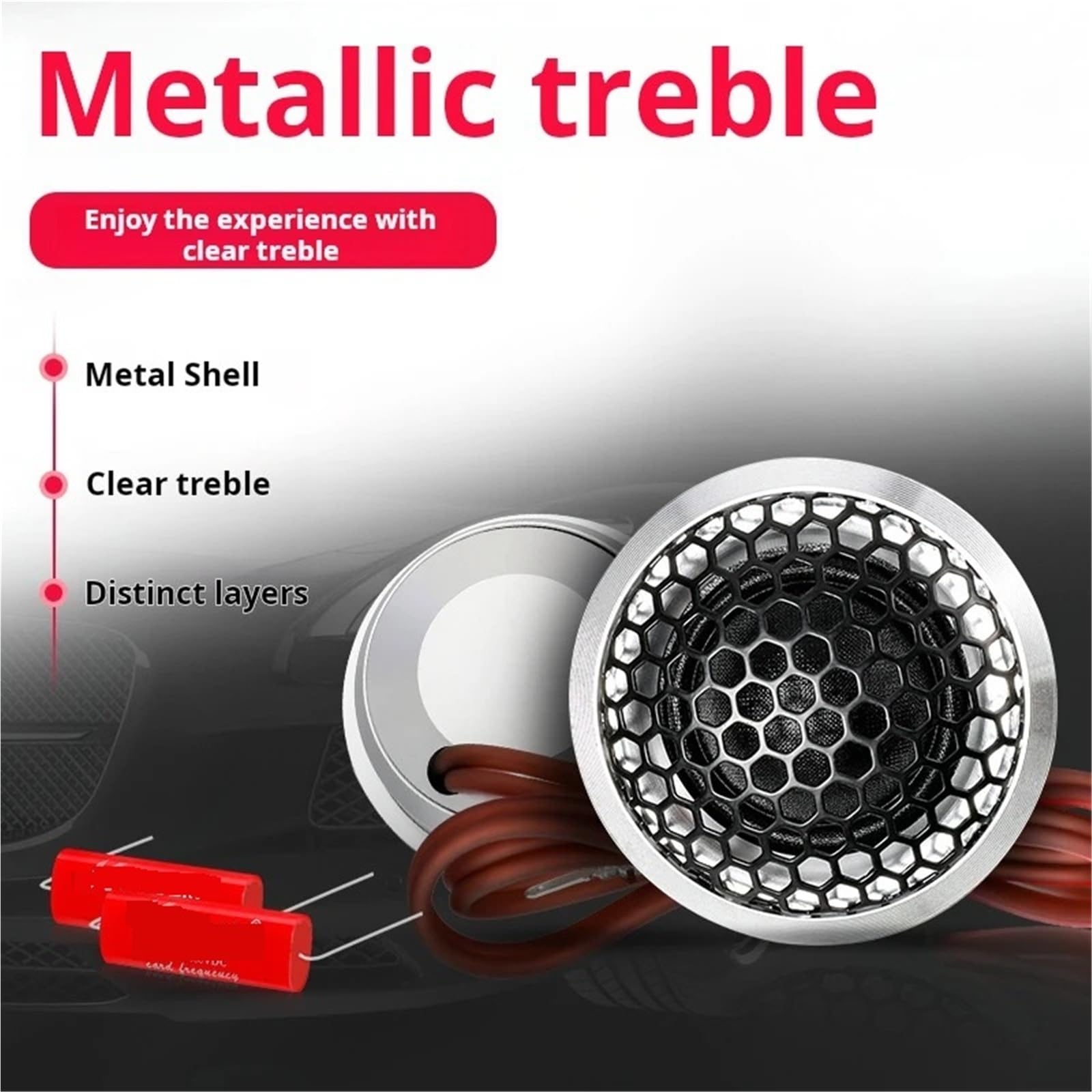 Altoparlante Tromba Altoparlanti per frequenze alt Altavoces tweeter para coche 2024, bobina móvil de 25 mm, potencia máxima de salida de 120 W, sonido de resolución y calidad de audio.