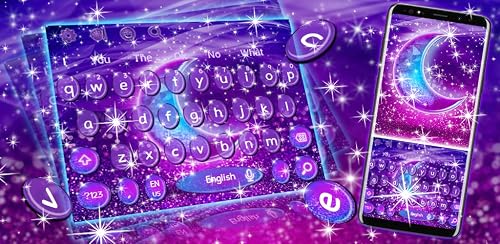 Purple Glitter Moon Keyboard Theme – vue 5