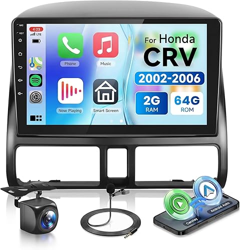 Radio Estéreo de Coche con Audio HiFi para Honda CRV 2002-2006, Pantalla Táctil HD de 9 Pulgadas Android 13 GPS WiFi Bluetooth FM/RDS Cámara de