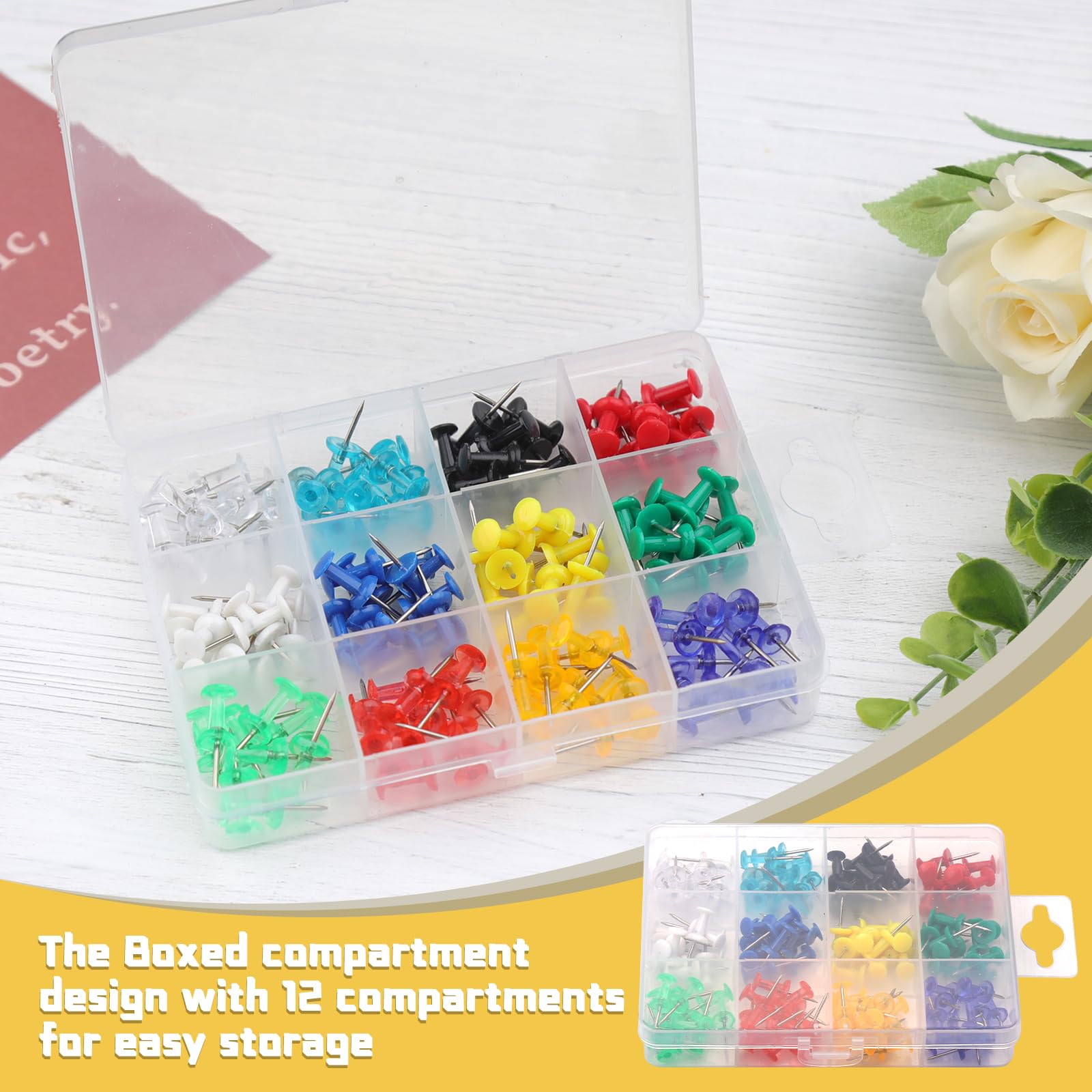 Snapklik.com : 120Pcs Colorful Thumb Tacks, Push Pins Tacks, Assorted ...