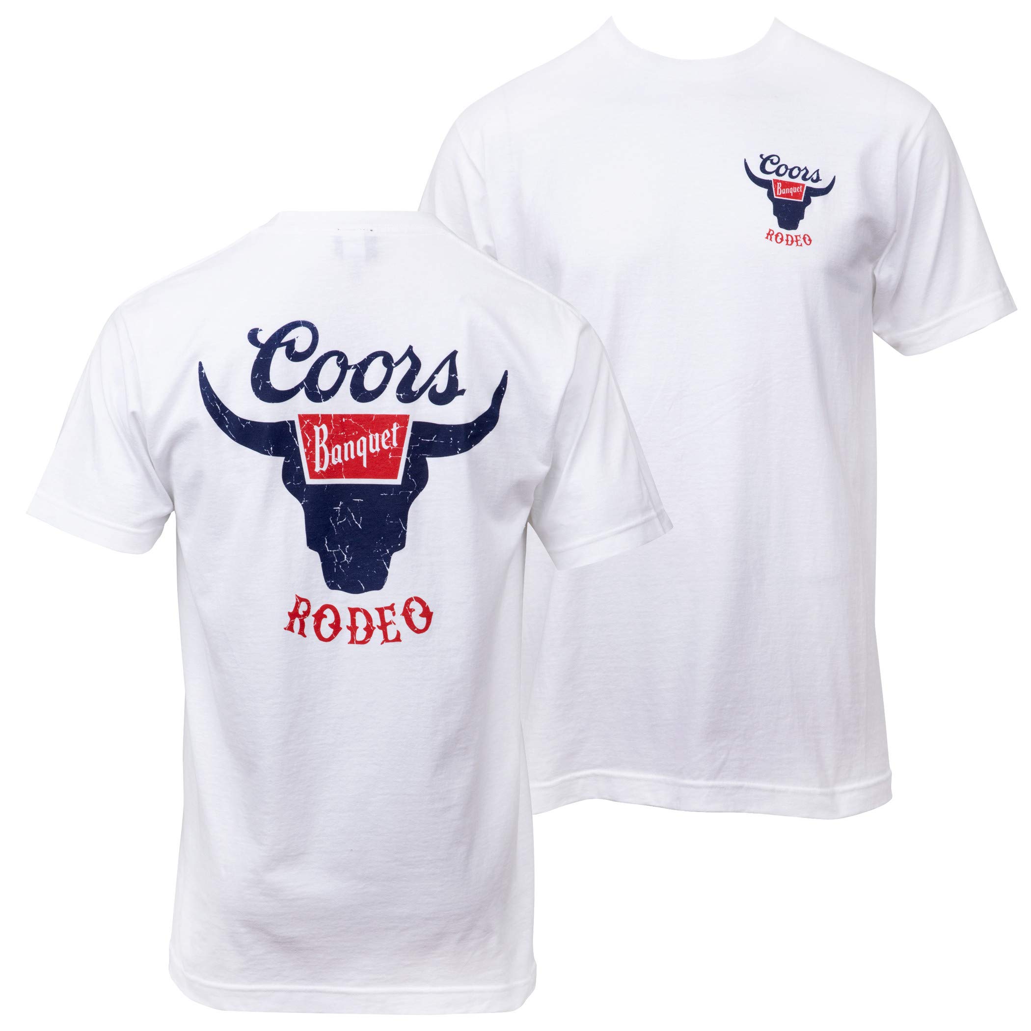Brew City Beer Gear Coors Rodeo Front and Back Print T-Shirt Medium White