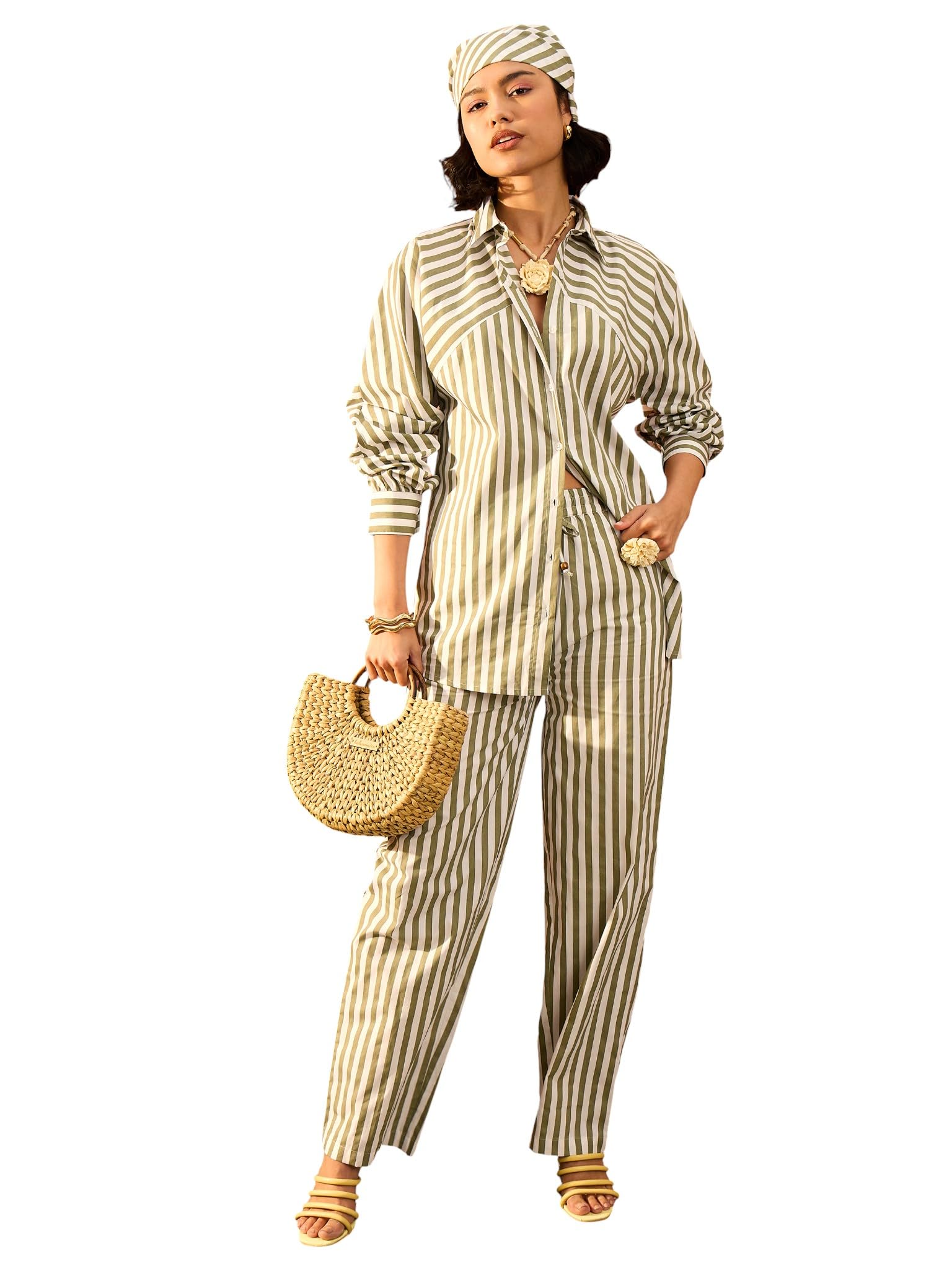 pink paprika by sassafras Women's Stripe Shirt with Straight Pants-picture-24