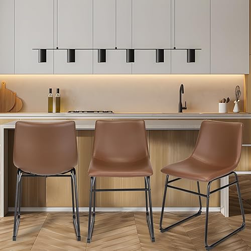 Miniatura 7 de ErgoDesign Sillas de comedor de 18 pulgadas, silla de comedor con respaldo, silla de bar para cocina, sala de estar, gris, juego de 2