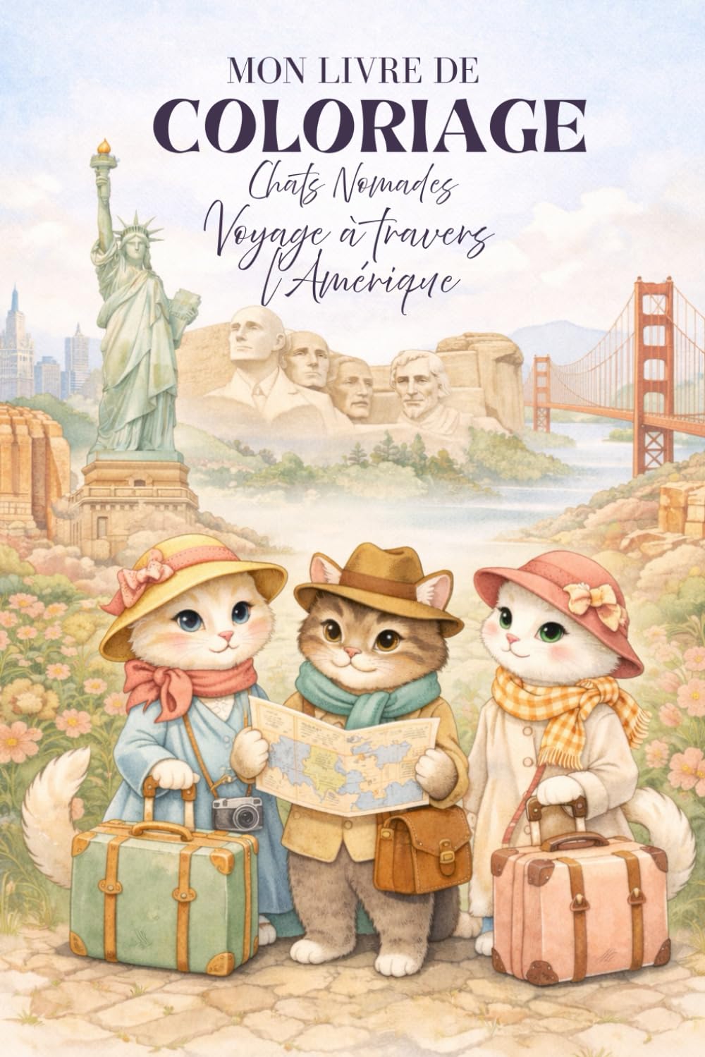 Chats & Nomade : A travers l'Amérique: Coloriages Relaxants et anti stress