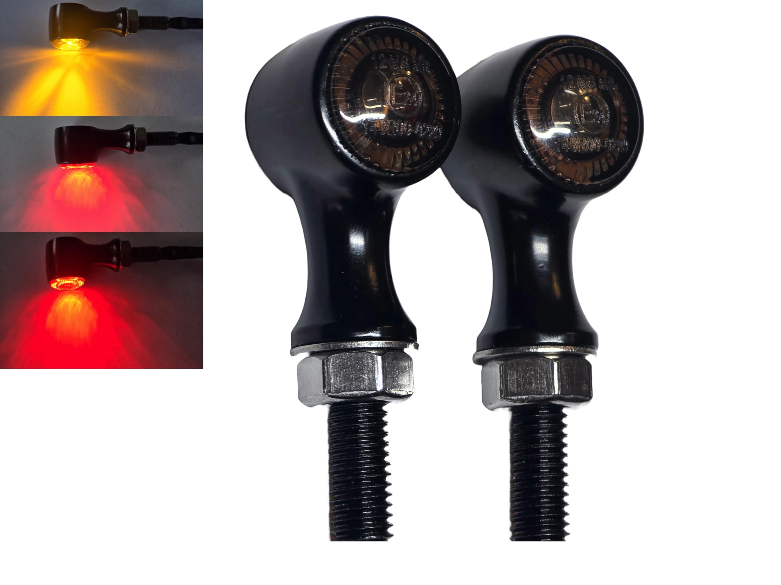 Morax ® 3in1 LED Motorrad Blinker Rücklicht Fahrlicht 12V 2 Stück Universal Scooter Quad Supersportler Streetfighter E-Prüfzeichen Aluminiumgehäuse, Schwarz Getönt Motorcycle Taillight