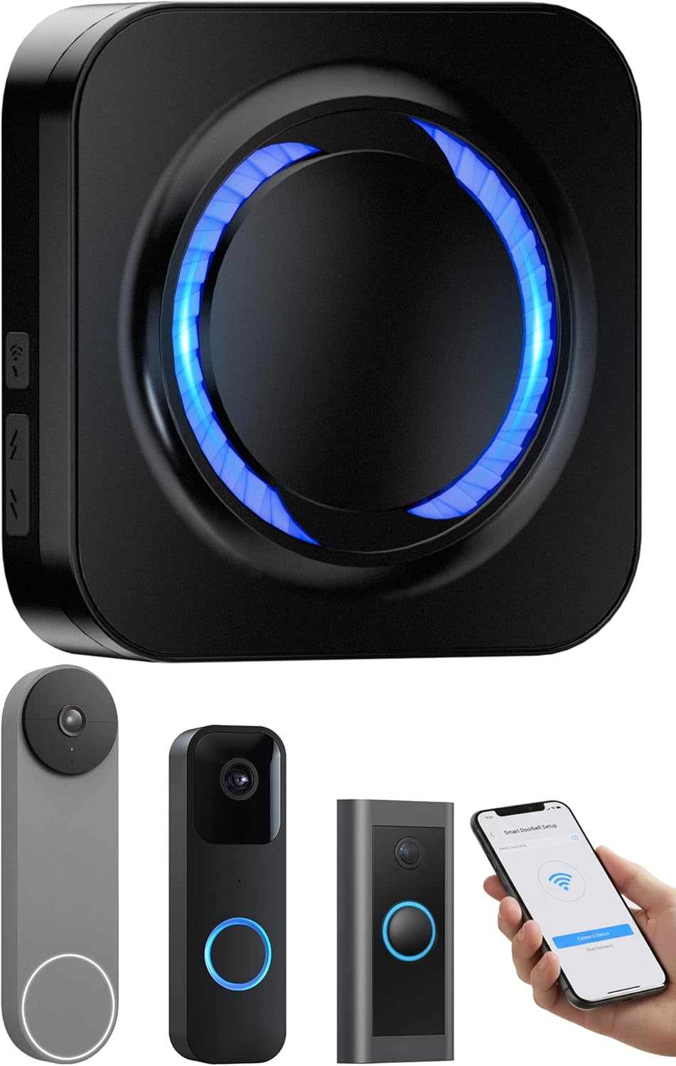 Smart WiFi Wireless Doorbell Chime for Ring, Blink, Google Nest - No Wiring/Subscription, Compatible with Alexa, No Range Limits,58 Chimes, 5 Volume, LED Flash, Easy to Setup,Ideal for Large Houses