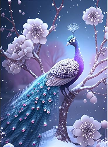 Kits de pintura de diamantes 5D para bricolaje, pavo real, color morado, taladro redondo, pintura artística de diamantes para adultos con accesorios disponible en Yaxa Colombia