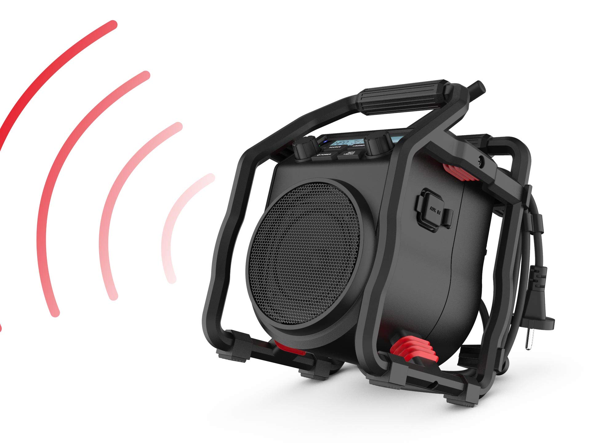 PerfectPro Baustellenradio UBOX400R, DAB+ und UKW-Empfang, Bluetooth, MP3, Radio mit AUX-Eingang, Stoßfest, Wiederaufladbar, Netzstrom und Akku, IP64, UB400R2