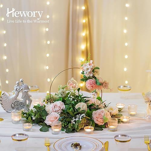 Miniatura 11 de Hewory Portavelas de cristal de candelita de cristal: 8 portavelas votivas ámbar, portavelas para velas de té, soportes acanalados para velas de té