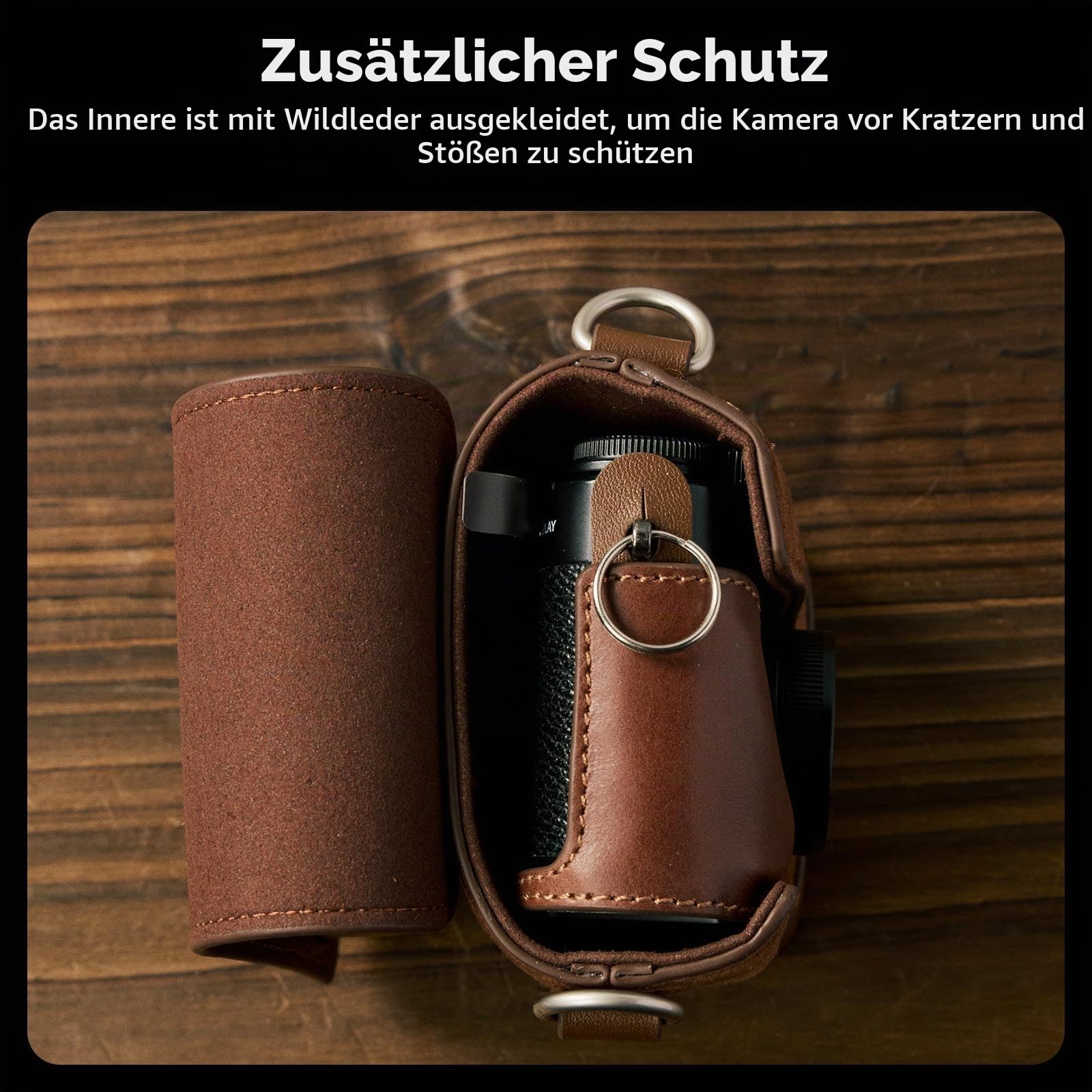 SMALLRIG X Half Ledertasche für FUJIFILM, Retro-Tragetasche mit Halbleder-Hülle, integriertem Kartenfach, tragbar und schützend mit gewebtem Schultergurt (Braun) – 5218