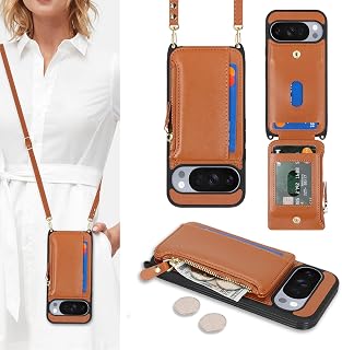 Cavor for Google Pixel 10/10 Pro Case Wallet with Card Holder, Brown