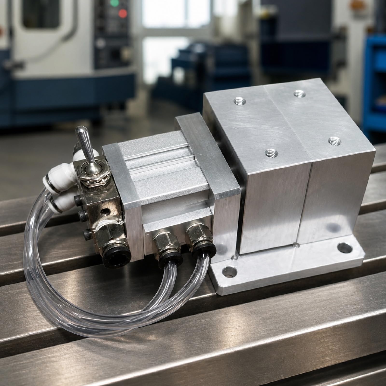 Imadło Pneumatyczne, Szybkie Pozycjonowanie Detalu | Uchwyt Pneumatyczny, Siła Mocowania 40kg, Skok 3mm, Do Warsztatu CNC Frezowania I Grawerowania