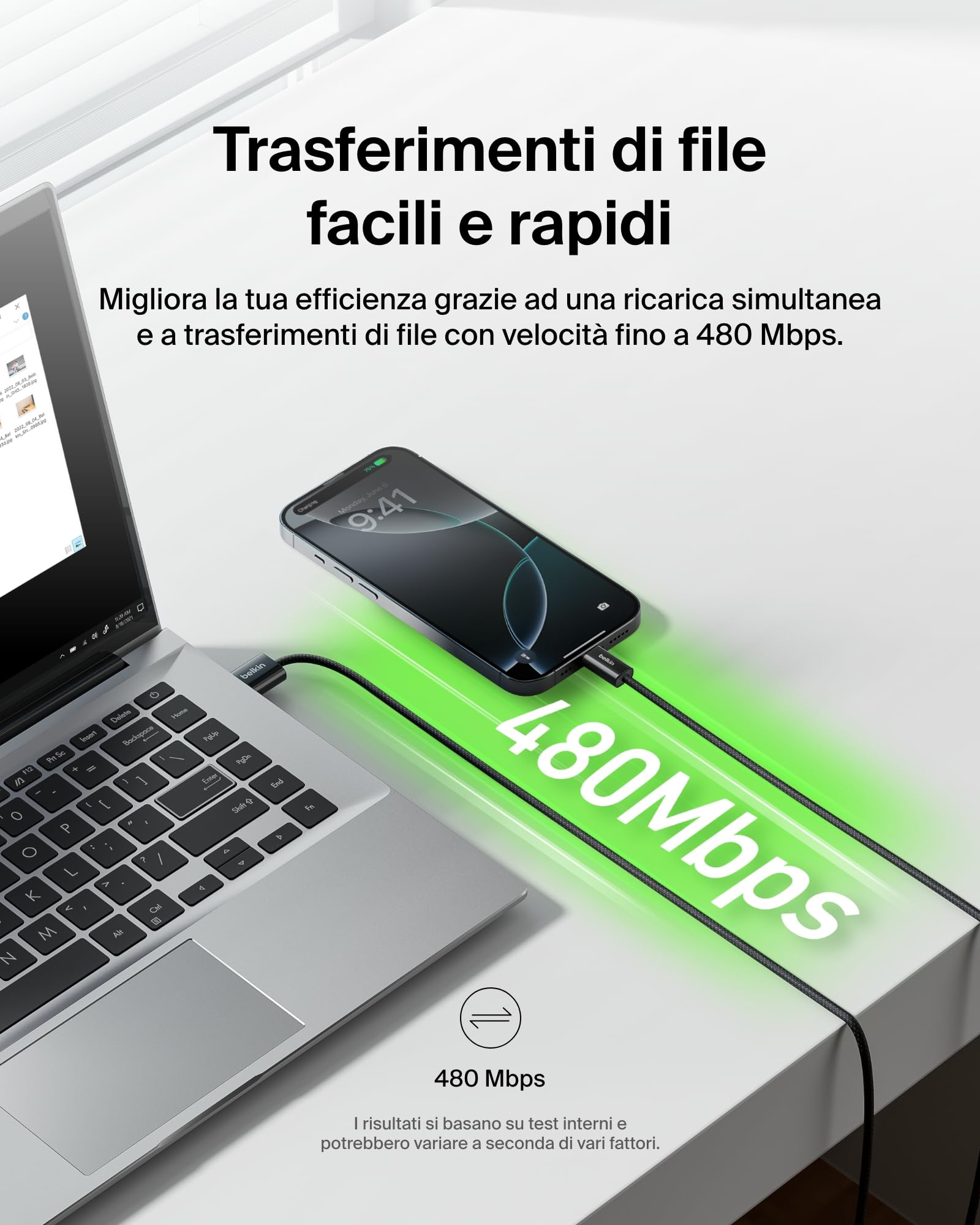 Belkin Confezione da 2 cavi intrecciati da USB-A a USB-C da 1,5 m, 15 W, cavo flessibile per ricarica rapida, cavo Type-C per iPhone 17 e iPhone 16 series, Galaxy S25, Pixel 10, iPad Pro ecc., nero