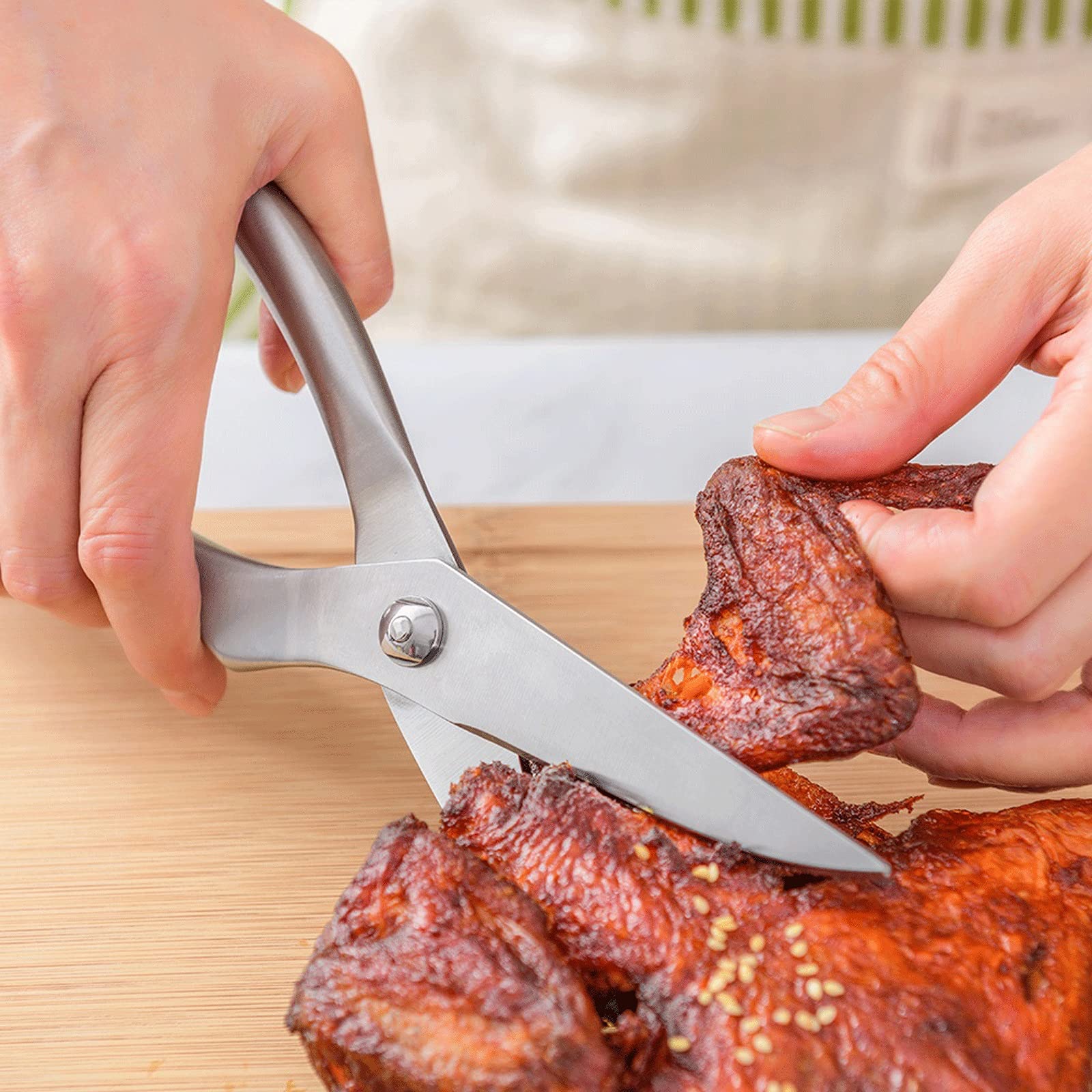 Tijeras de cocina Tijeras de hueso de pollo de cocina con bloqueo trasero Tijeras de cocina multifuncionales de acero inoxidable para cortar carne lechuga