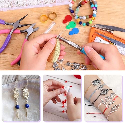 Miniatura 8 de shynek Kit de fabricación de joyas suministros para adultos con herramientas, alambres, hallazgos y dijes para hacer y reparar