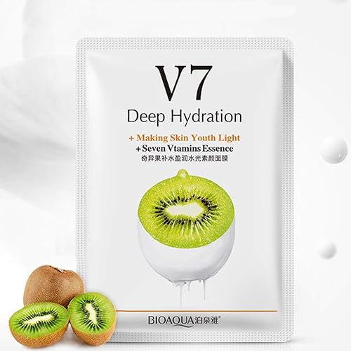 Miniatura 5 de BIOAQUA V7 Hidratación profunda que hace la piel facial de la juventud, siete vitaminas esencia, naranja, kiwi, manzana, fresa, máscara facial