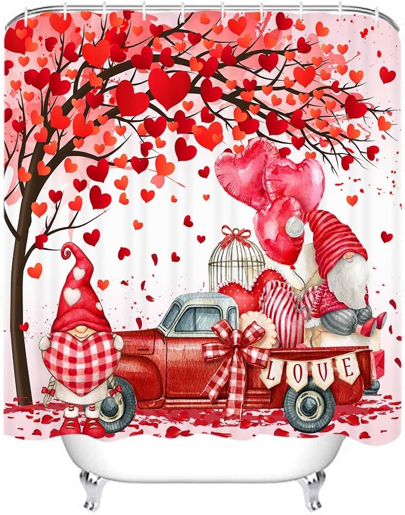 CYREKUD 72" x 72" Valentines Day Shower Curtain Happy