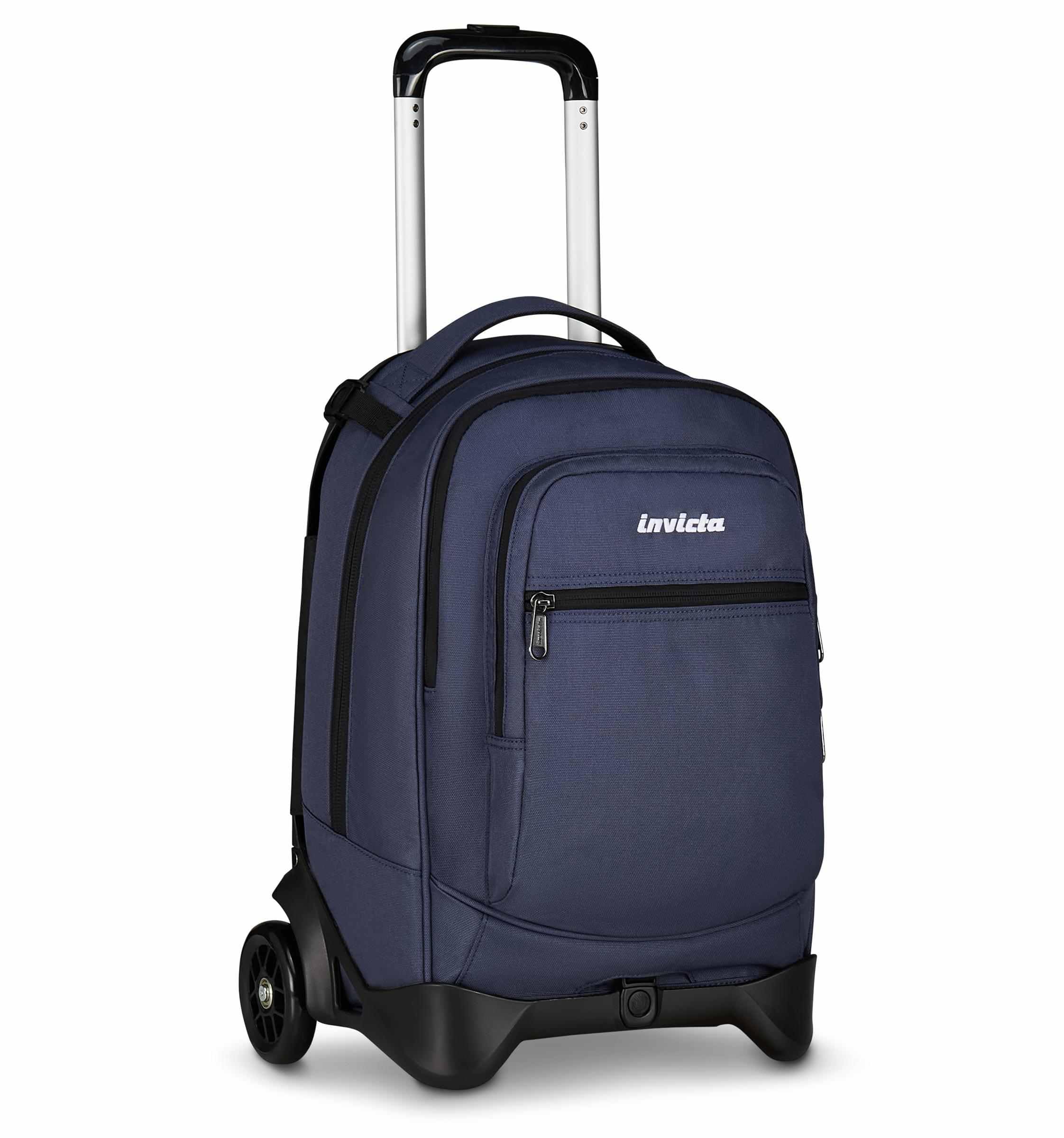 Invicta Trolley Scuola Plug, Blu, 3 in 1, Zaino Doppio Scomparto Con Carrello Sganciabile, Tasca Per PC, Tasca Per Borraccia, 34 lt, Scuola Media e Superiore, Viaggio, Zaino Ragazza e Ragazzo