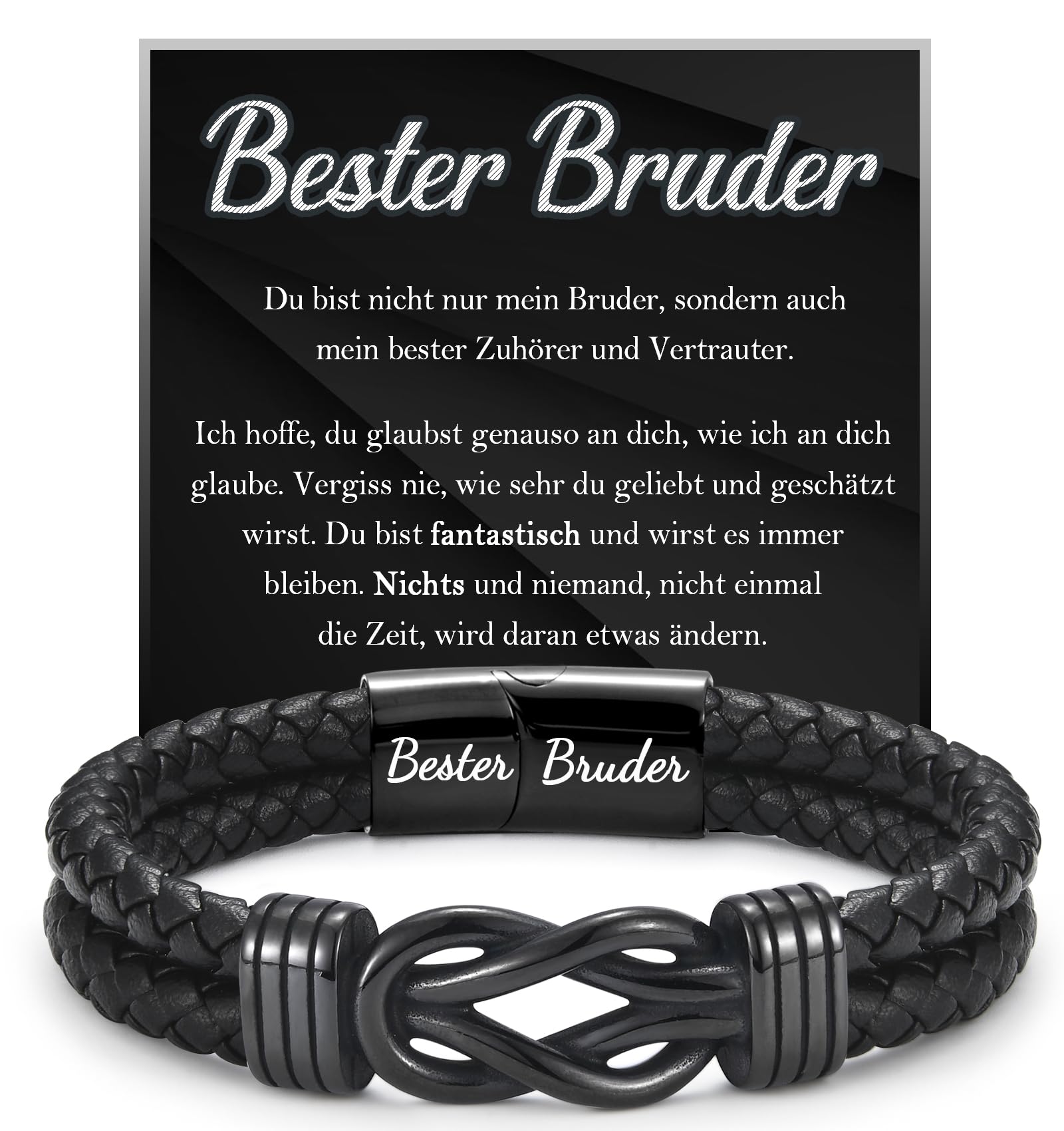 FAOMZQ Geschenke für Männer, Lederarmband mit Gravur für Papa Sohn Bruder zum Geburtstag Weihnachten Vatertag Abschluss, Ich Liebe Dich Geschenk für Meinen Mann Freund zum Valentinstag Jahrestag