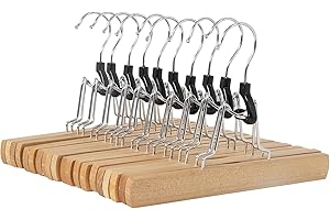 Amazon Basics Wooden Pants Hangers - Natural, 10-Pack: True Simplicity, Total Organization
