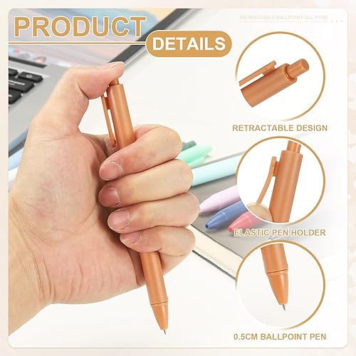Miniatura 3 de PATIKIL Paquete de 12 bolígrafos de gel retráctiles, punta fina de 0.020 in, tinta negra, color retro, escritura suave, lindos bolígrafos para