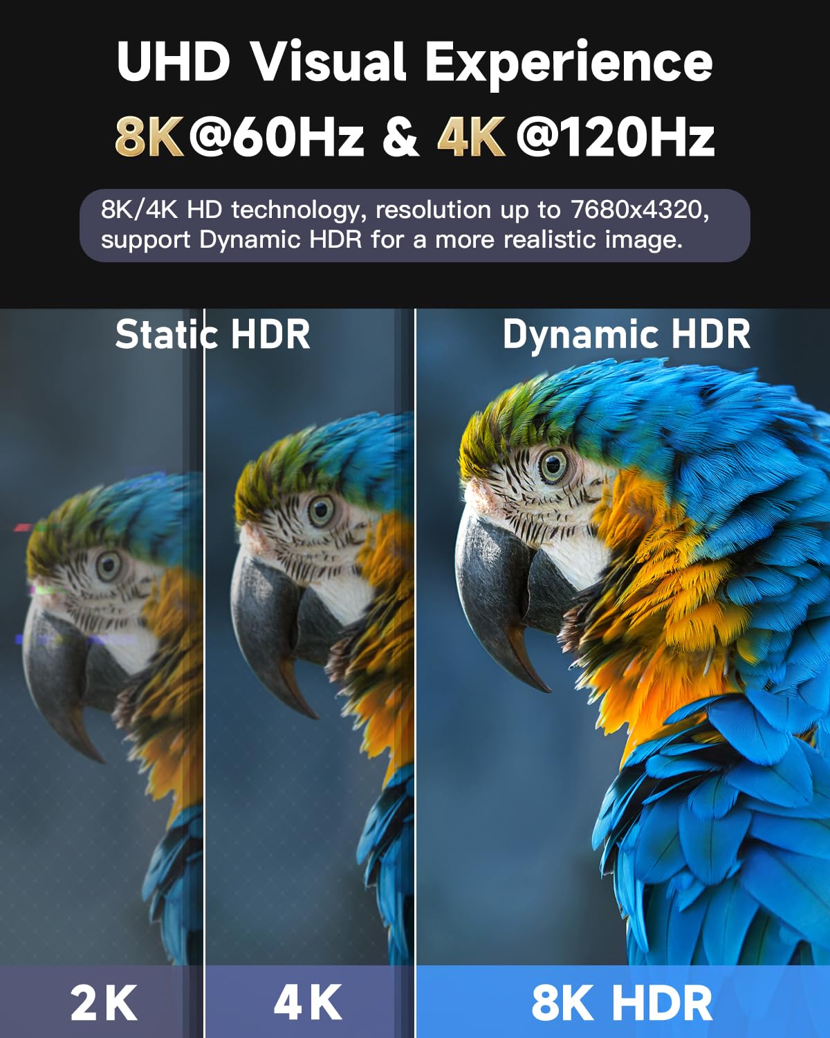 ARISKEEN Cavo HDMI 8K 10,2 m, cavo HDMI 2.1 ad alta velocità 48 Gbps, 8K 60Hz, 4K 120Hz 144Hz, supporto per HDR 10, HDCP 2.2 2.3, eARC, DTS:X, cavo HDMI intrecciato compatibile con