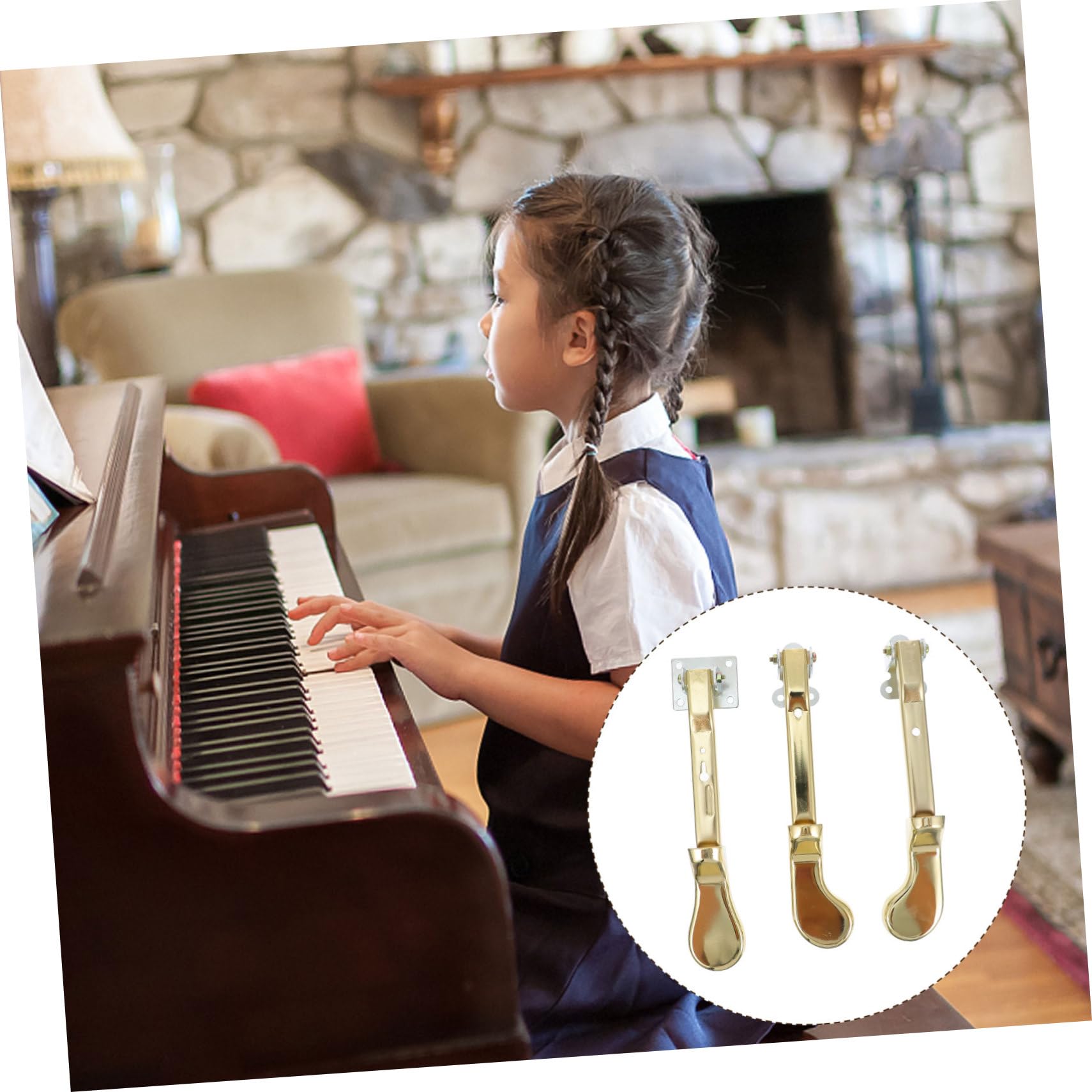 Pedale per Pianoforte Verticale Oro in Metallo 3 Pezzi | Anti-ruggine, Uso Professionale e Pratico, Accessorio per Forniture di Pianoforte Verticale