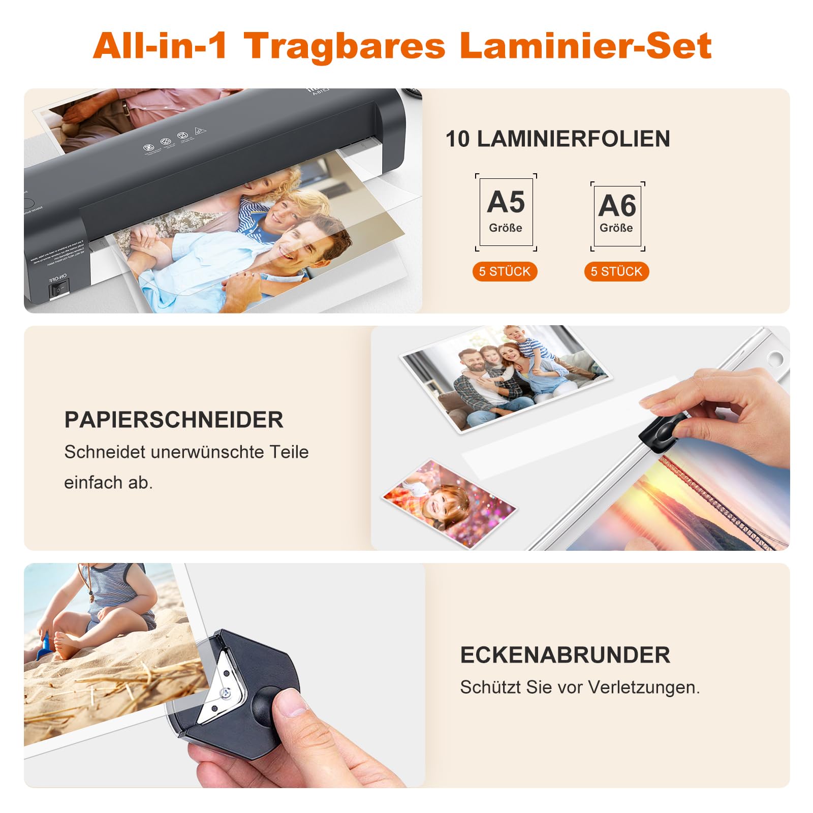 Bonsaii A3 Laminiergerät, staufreie Technologie, 5-in-1 Set mit 10 Folien, Papierschneider & Eckenabrunder, NTC-Temperaturregelung, bis 330 mm, Laminieren für Zuhause, Büro & Schule (L318-A)