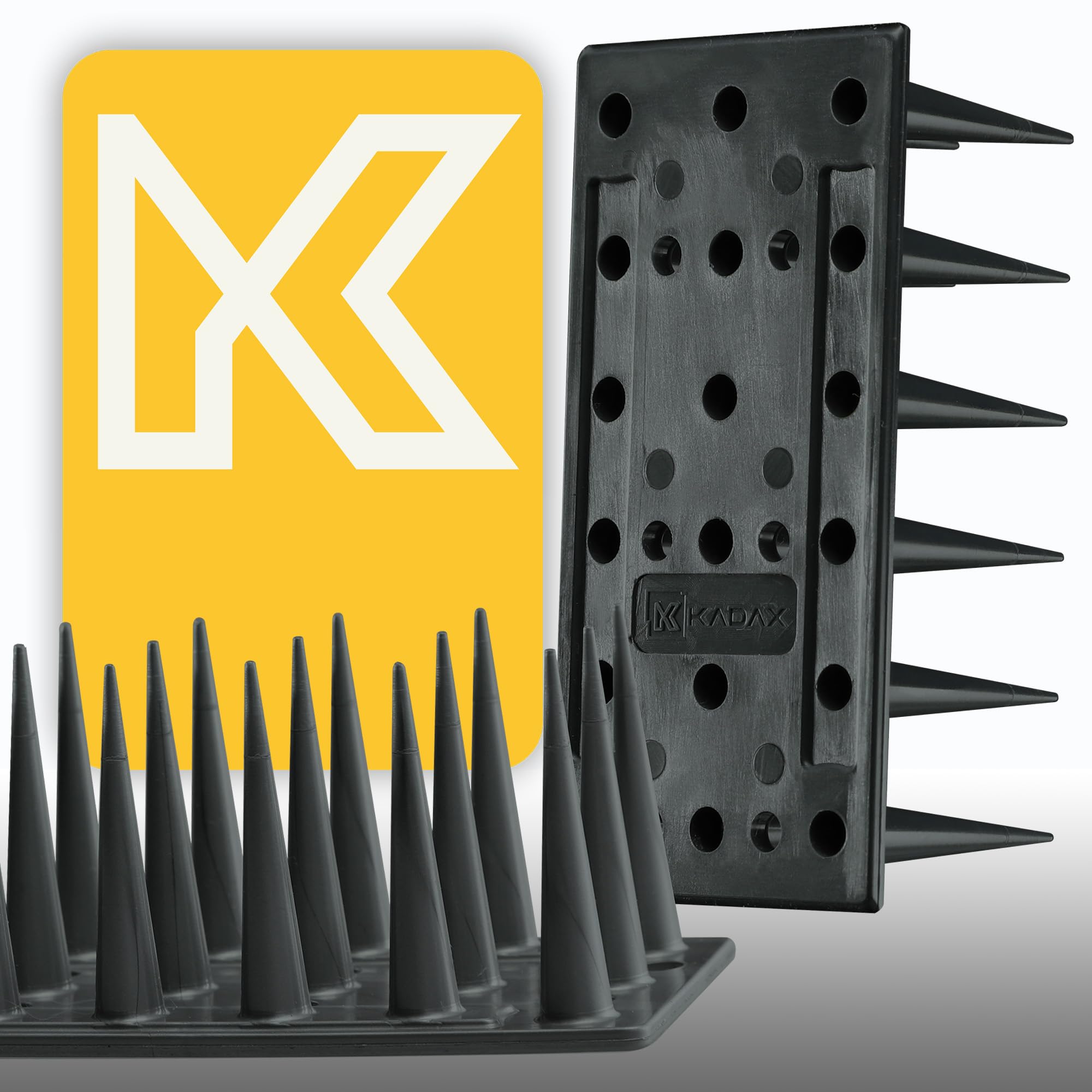 KADAX 12er Set Vogelabwehr Spikes, Kunststoff, 51x4x3,5 cm, 3-reihig, für Tauben, Katzen, Marder, Zaun, Balkon, Dach, Fensterbank, robust und wetterbeständig, frei zuschneidbar, Anthrazit