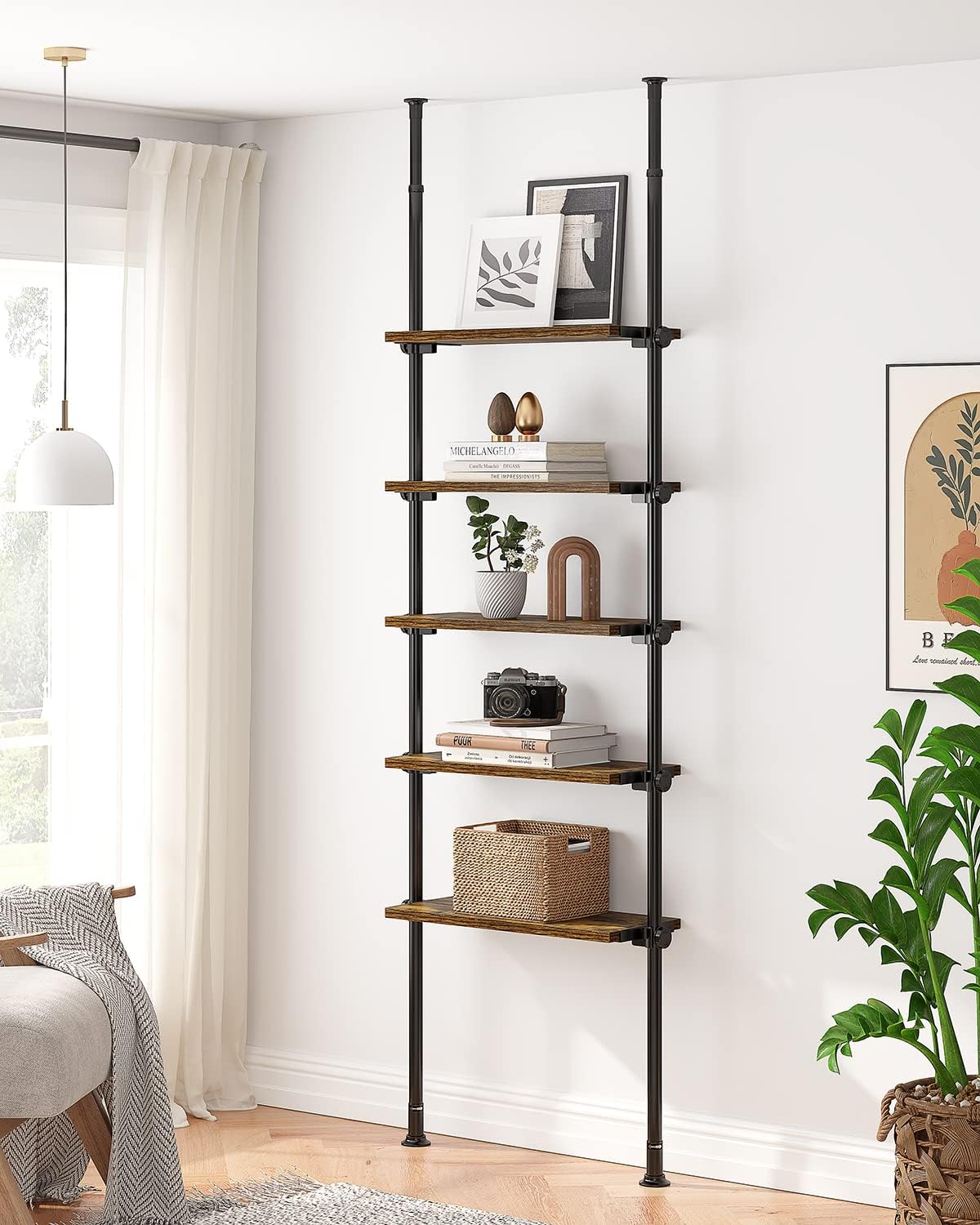 Solid Wood Library Bookshelf, FloortoCeiling Bookcase