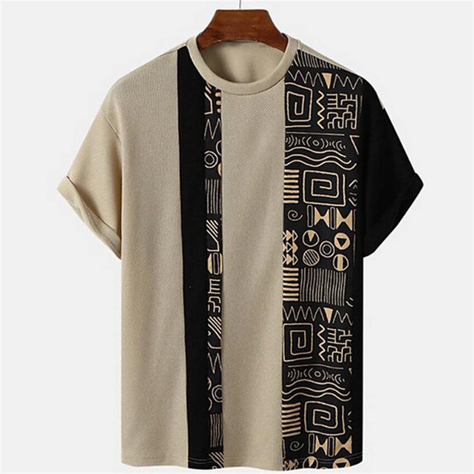 MOGSA T-shirty Letnie Męskie T-shirty Nadruk Krótki Rękaw Casual Oversize Sweter O-Neck Graficzny Luźna koszulka-4, M