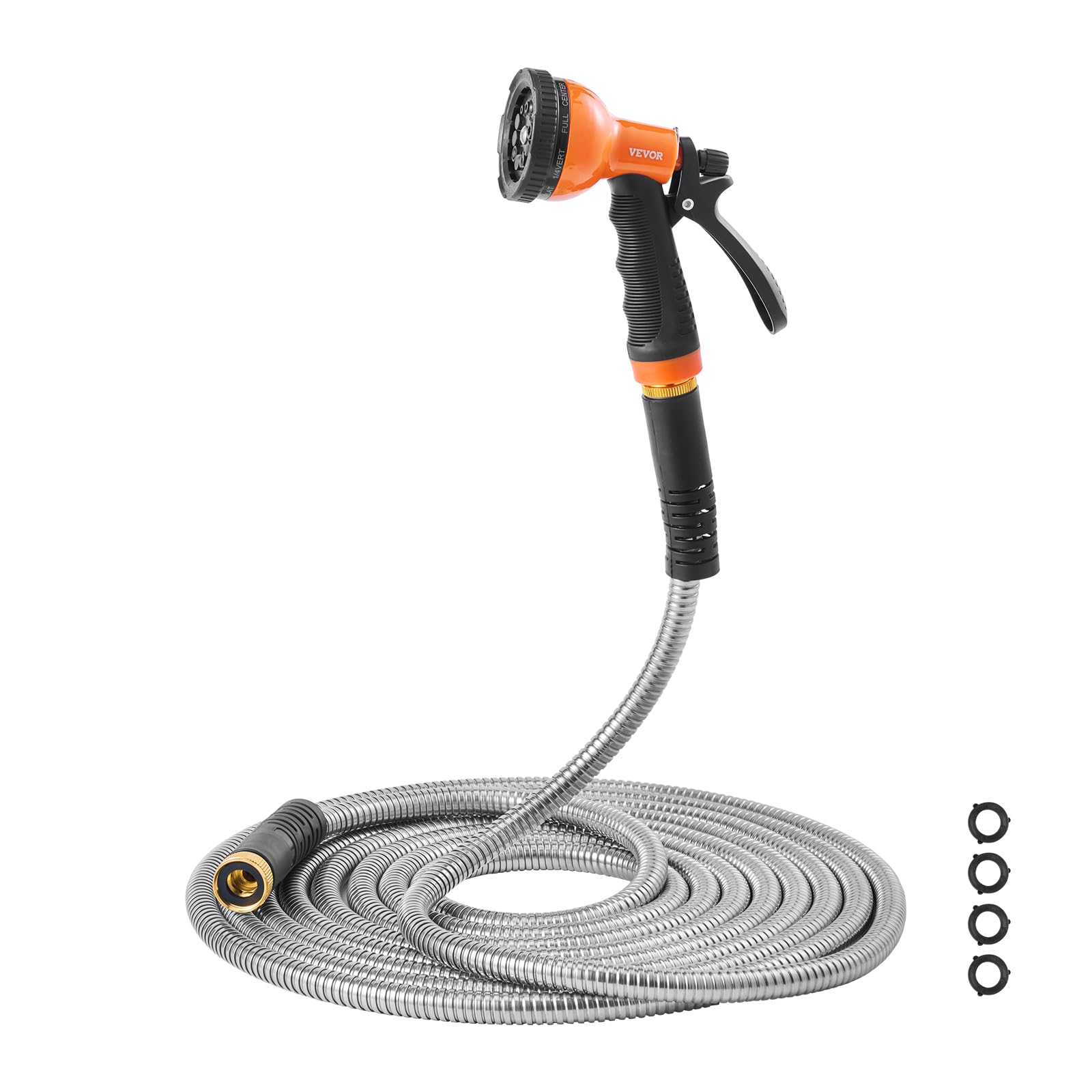 VEVOR Gartenschlauch aus Metall, 22,9 m, rostfreier Edelstahl-Wasserschlauch, robuster Hinterhofschlauch mit 10 Funktionen, knickfrei und flexible Wasserleitung, leichter Metallschlauch für Hof