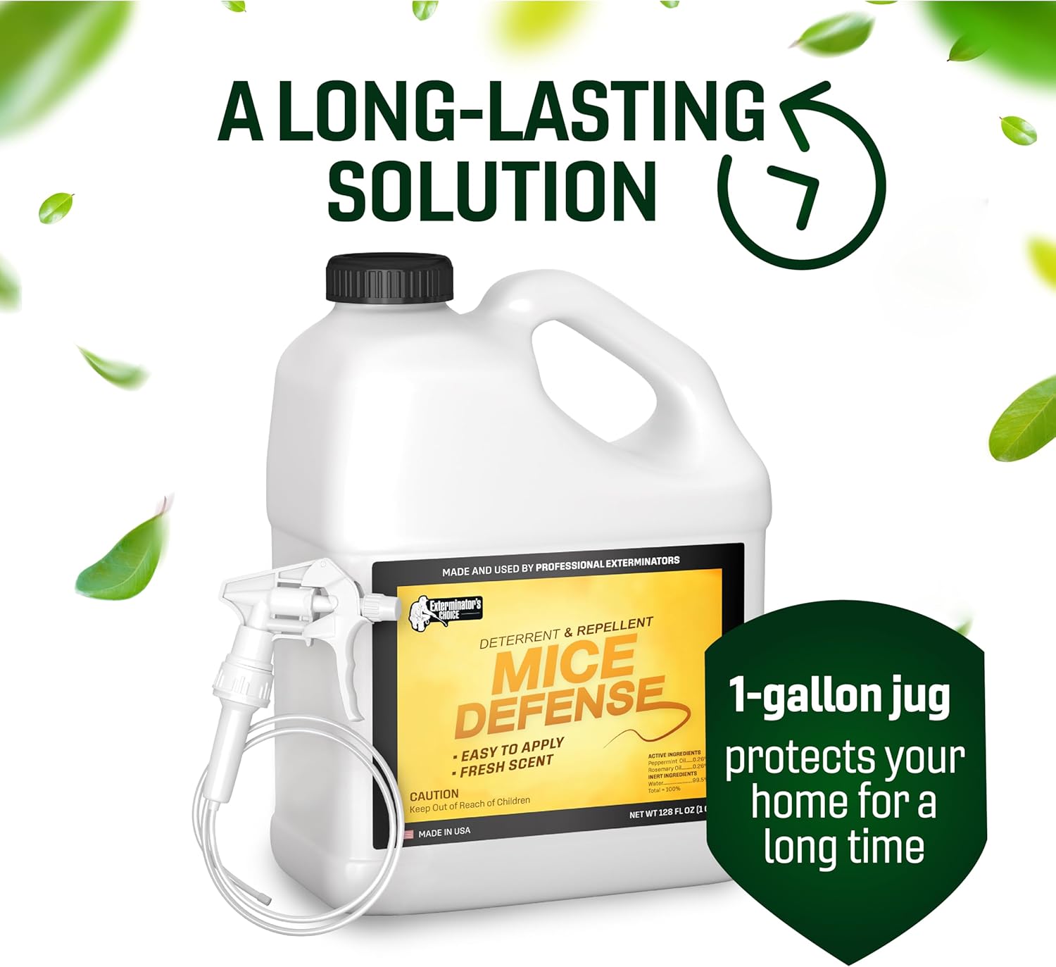 Exterminators Choice Mouse Defense Spray - 1 Gallon (128 fl oz) - Peppermint Scent - Indoor & Outdoor Use: Lawn, Garden, Attic, Garage - Safe for Kids & Pets