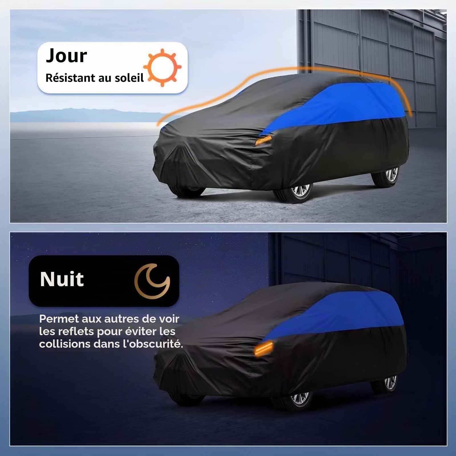 GUNHYI Bâche Voiture Exterieur Respirante et Étanche pour Tous Temps, Housse Voiture Protection Anti-UV Contre, la Poussière, la Pluie, Universelle pour Audi A3/Porsche 911/CLA/CLK/SL (450-470 cm) 3L